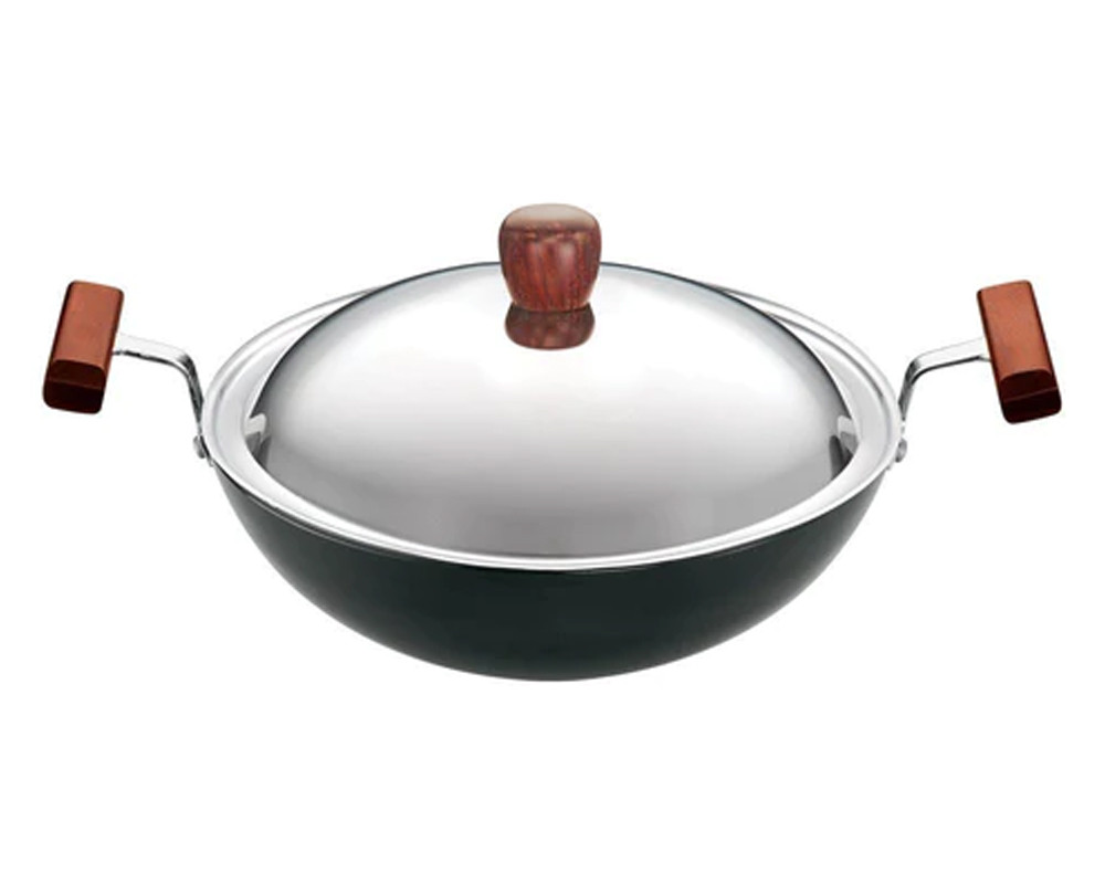 Hawkins Futura Hard Anodised Round Bottom Deep-Fry Pan with Steel Lid, 22cm-1.5 litres