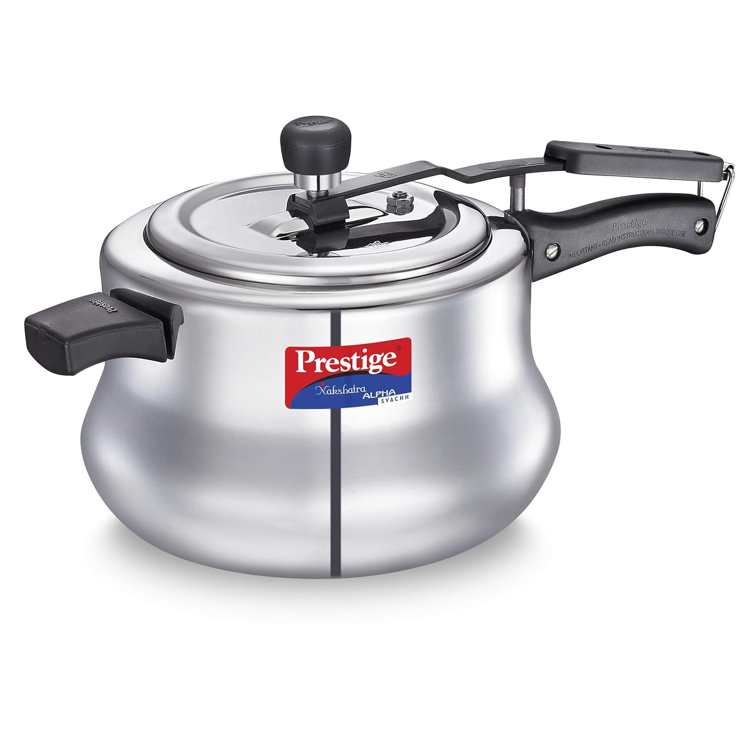 Prestige Stainless Steel Svachh, 20258, 5.5 L, Nakshatra Alpha Svachh Handi, With Deep Lid For Spillage Control, 5.5 Liter,Silver