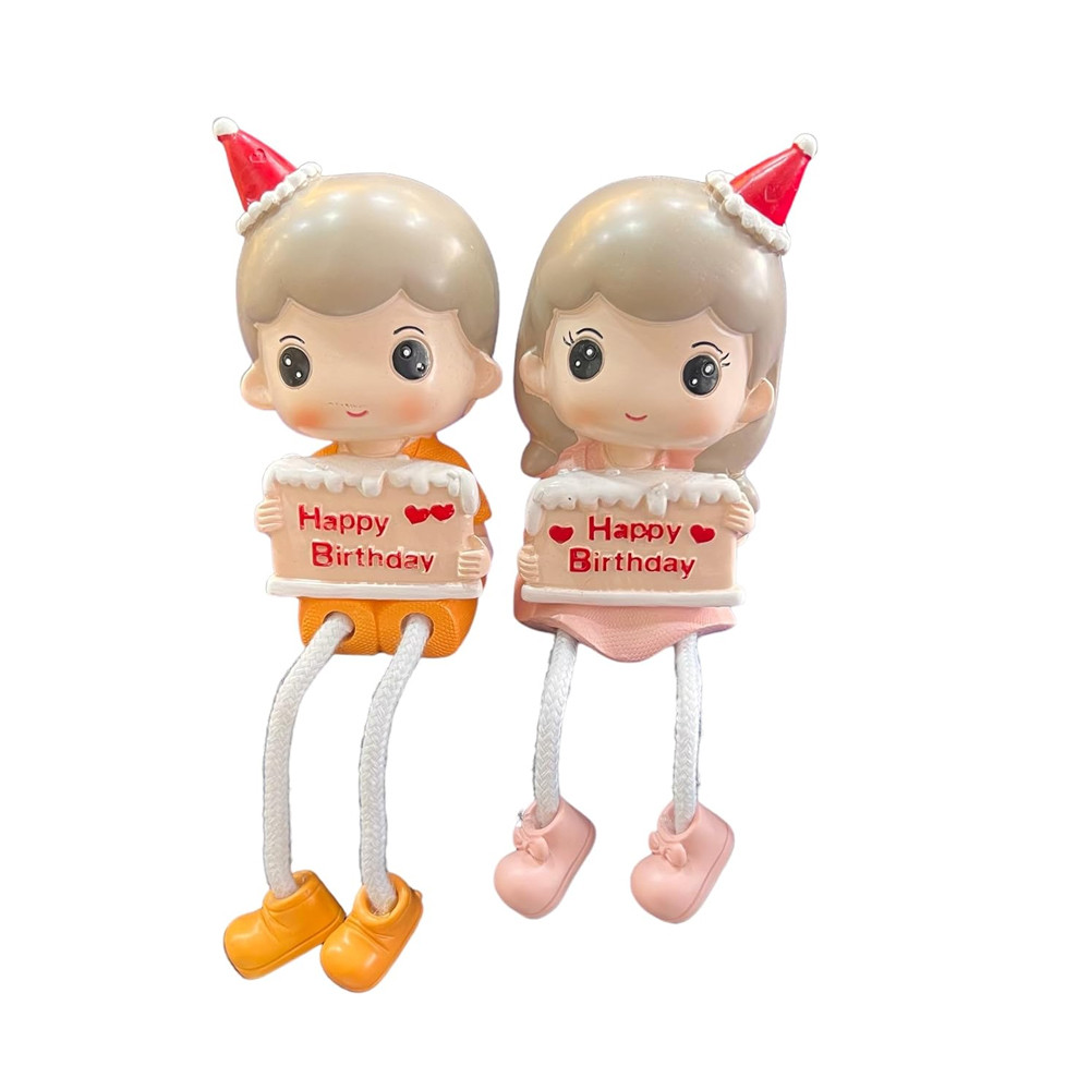 AUGEN Polyresin Sweet Love Family Living Room Home Decor Gift Item Set Holding Flower Hanging Legs Cute Decorative Showpiece