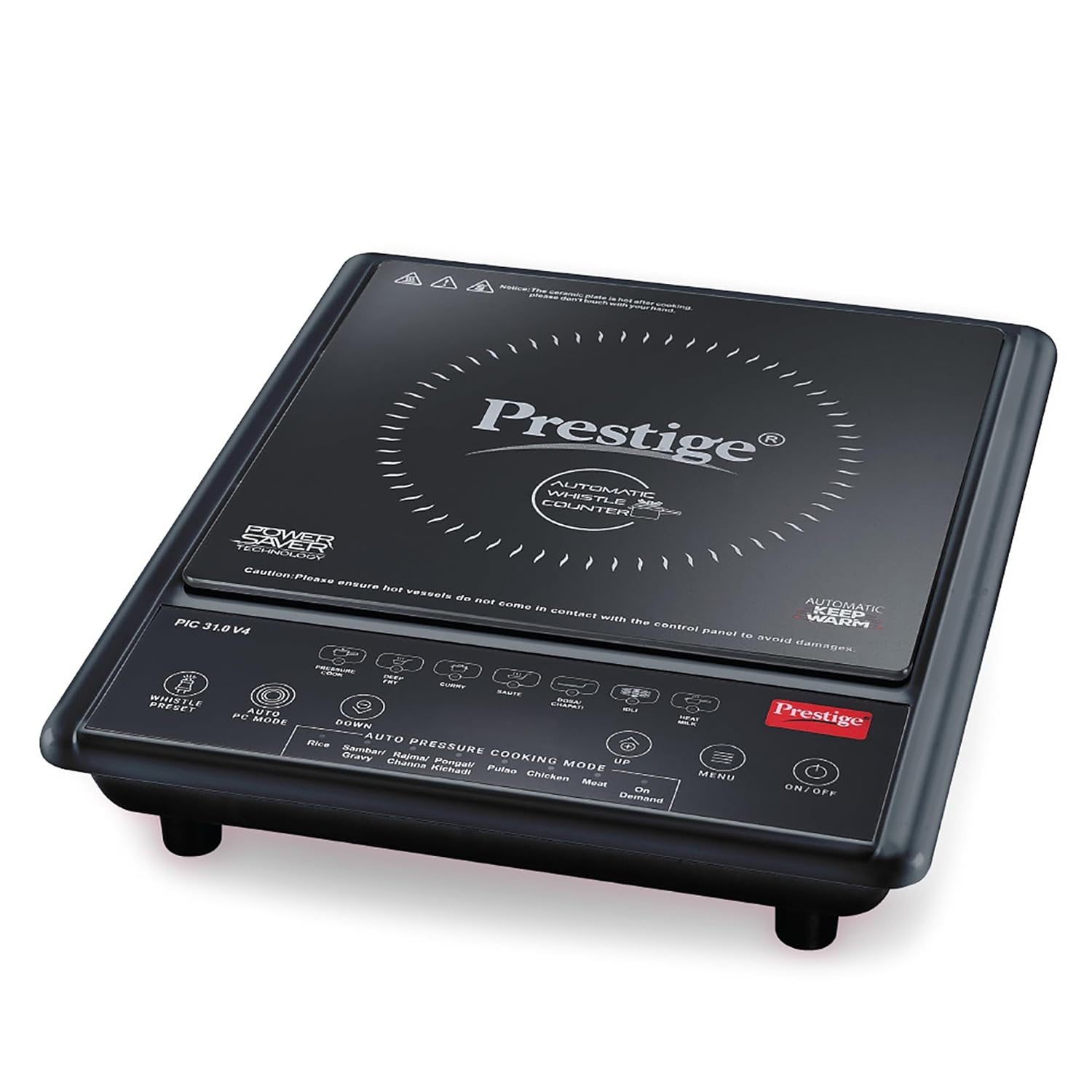 Prestige PIC 31.0 V4 Induction Cooktop 2000W with Automatic Whistle Counter and Auto Pressure Cook Mode (Black)