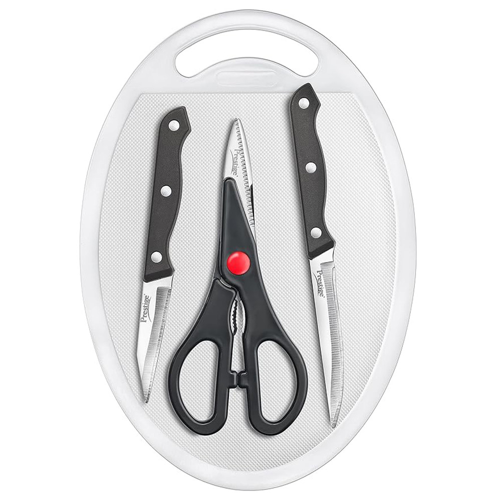 Prestige Tru-Edge 4 Pc Knife Set (Utility Knife, Paring Knife, Scissors, and Board)