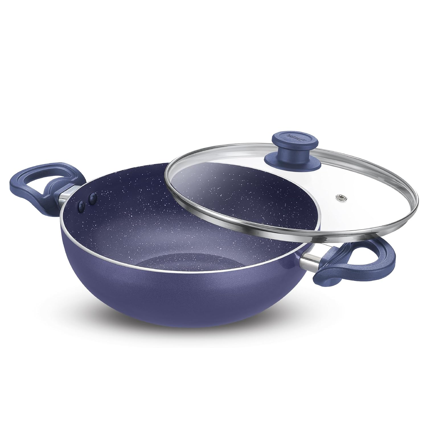 Prestige Ceraglide Ceramic Coated Non-Stick Kadai with Glass lid| Consumes Less Oil|Preferred for High Heating & Even Heating|Stain-Resistant|Gas & Induction Compatible|No Harmful Chemicals