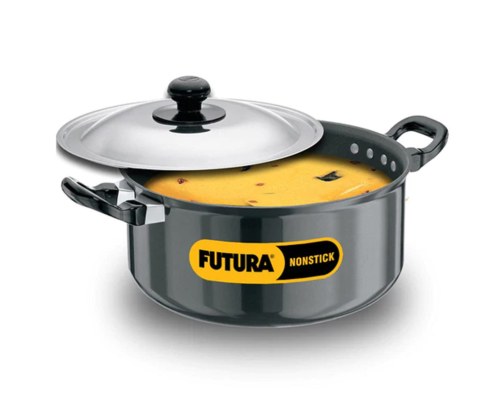 Hawkins Futura Non-Stick 5 Litres Stewpot with Stainless Steel Lid | -Black