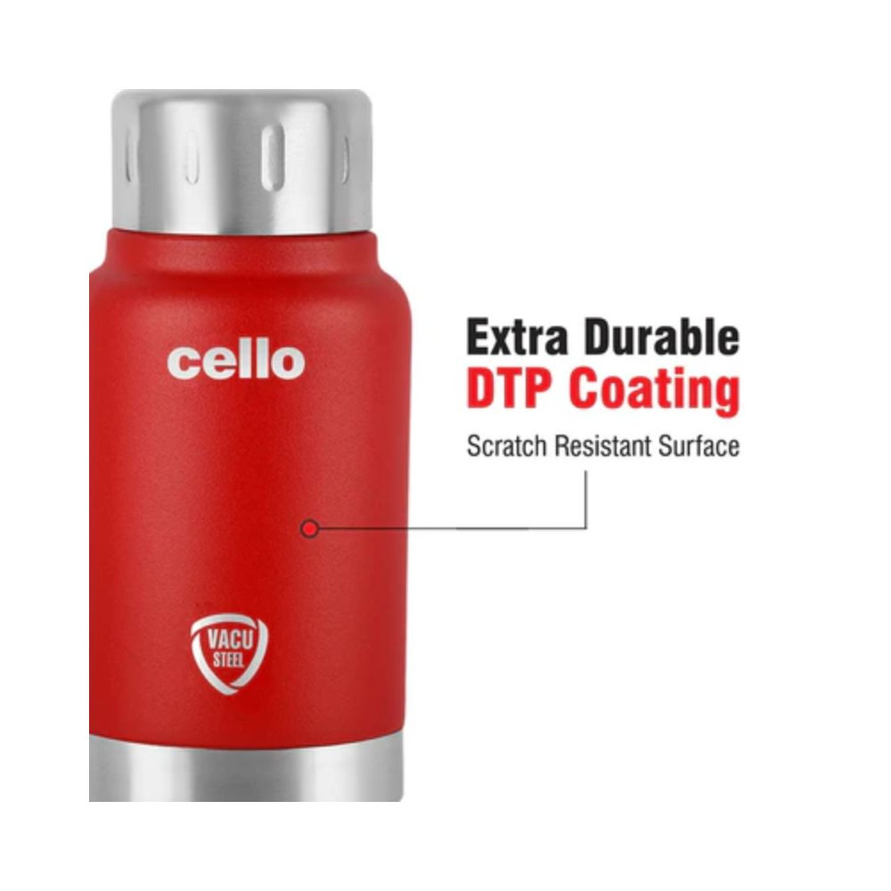 Cello Duro Top Tuff Steel Water Bottle with Durable DTP Coating