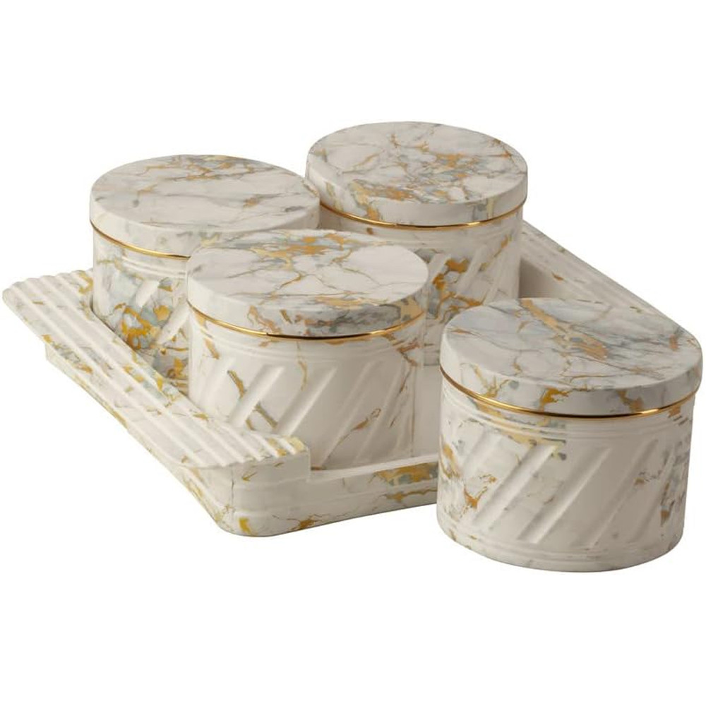 SELVEL Giving shape to life! Unbreakable & Air Tight Dry Fruit Container Tray Set with Lid & Serving Tray, Airtight Container Set 430ml (4 Pieces, Polypropylene) (White)