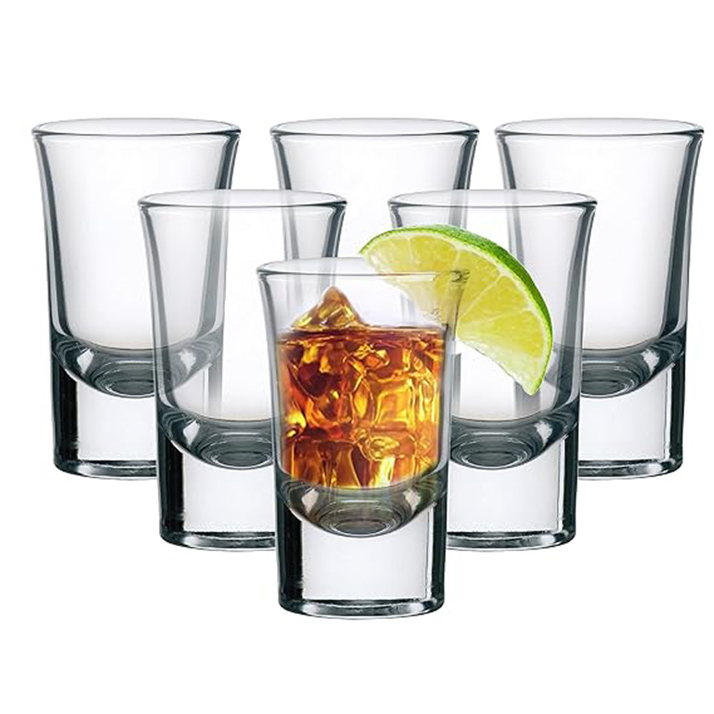 CELLO Carino 30ml Tumbler Set of 6 - Shot Glasses for Vodka, Whiskey| Clear Heavy Base Shot Glasses- Party Glasses Set of 6, Clear
