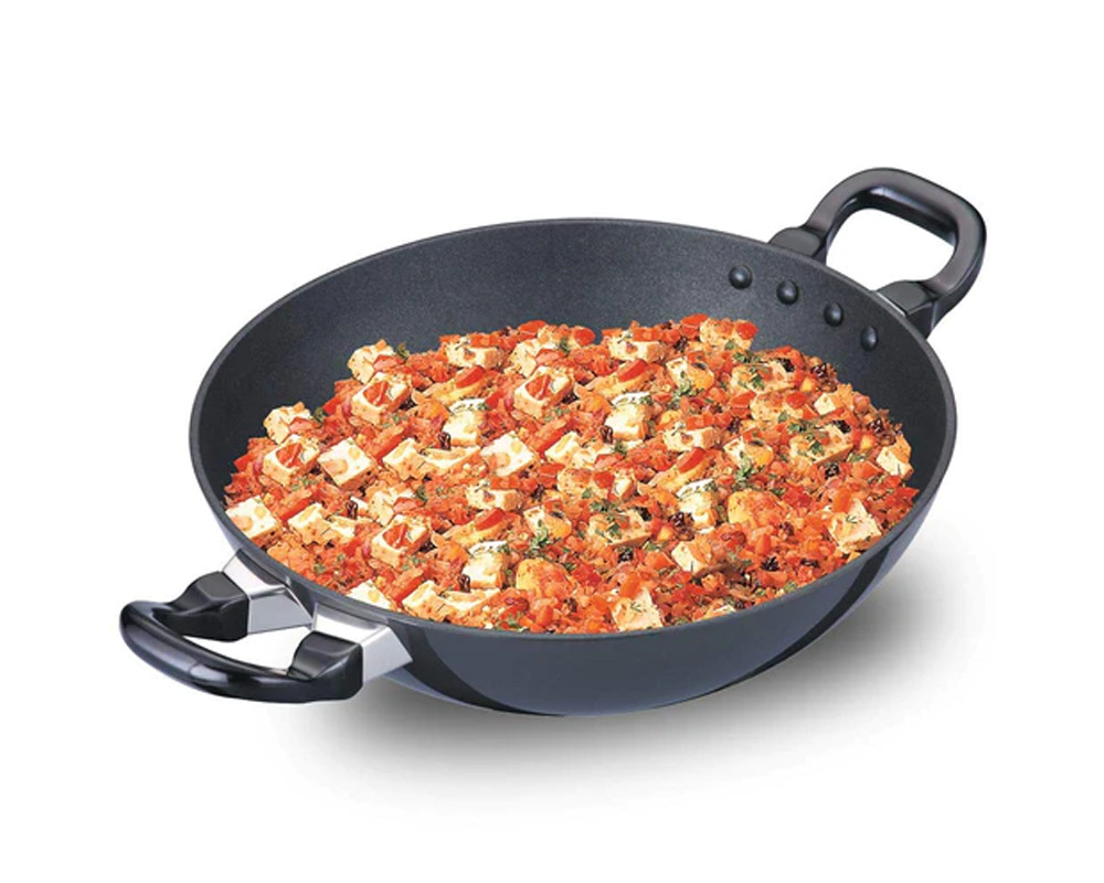 Hawkins Futura Non-Stick Kadhai Deep-Fry Pan, (FLAT BOTTOM) -Black