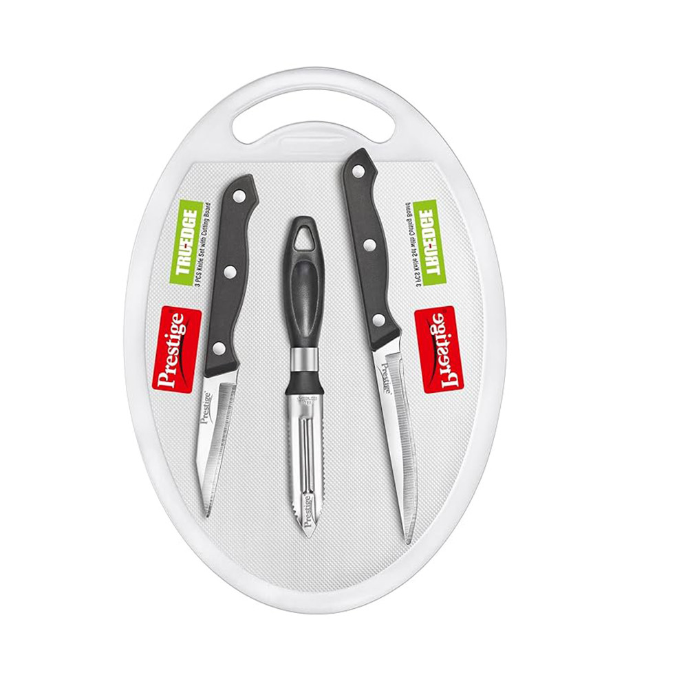 Prestige Truedge 4 pc Knife Set (Utility Knife, Paring Knife, Peeler, & Board)