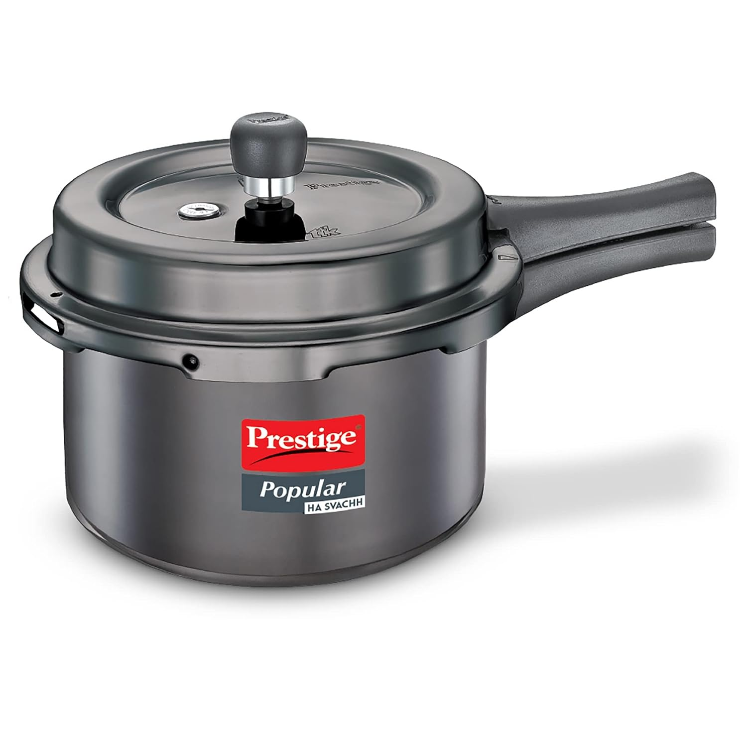 Prestige Popular Svachh Hard Anodised Pressure Cooker(Black, Deep Lid-Controls Spillage)
