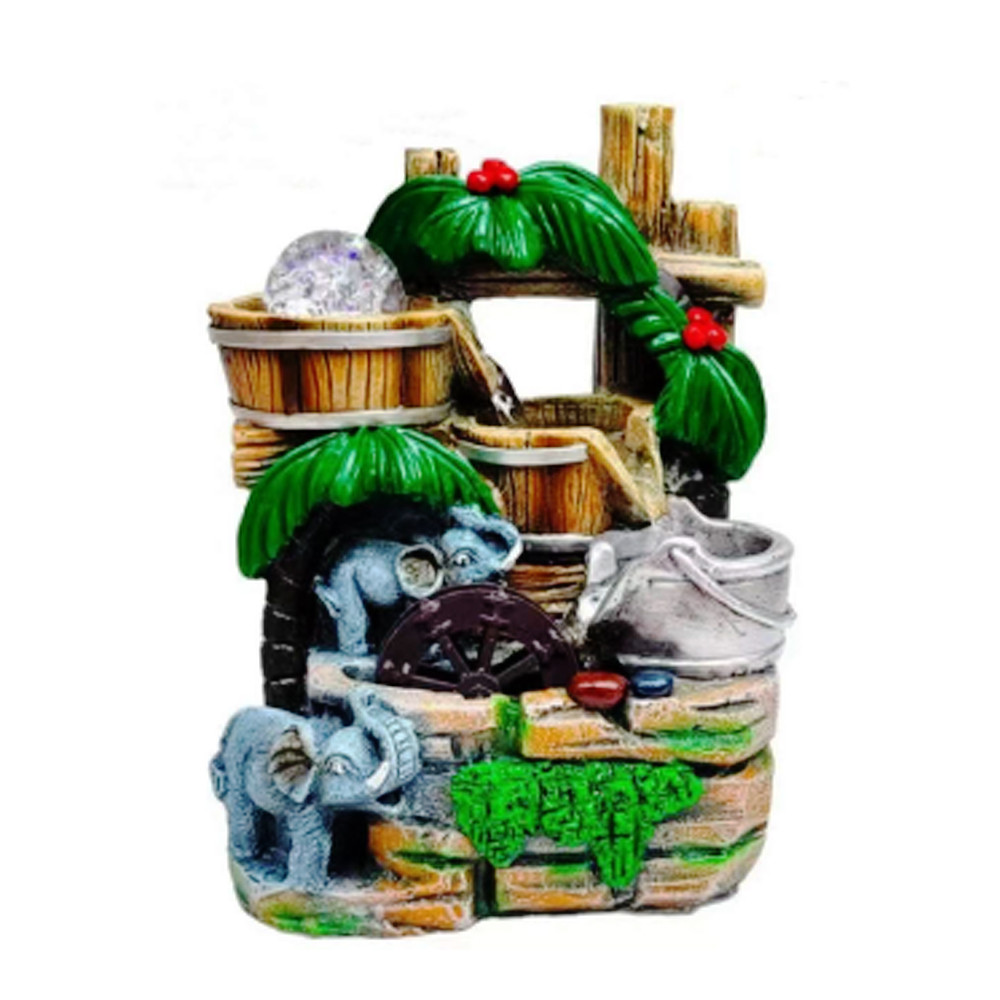 Indoor Polyfiber Water-Fountain Home Decorative Table Top Showpiece with Flowing Water for Vastu Decor Item