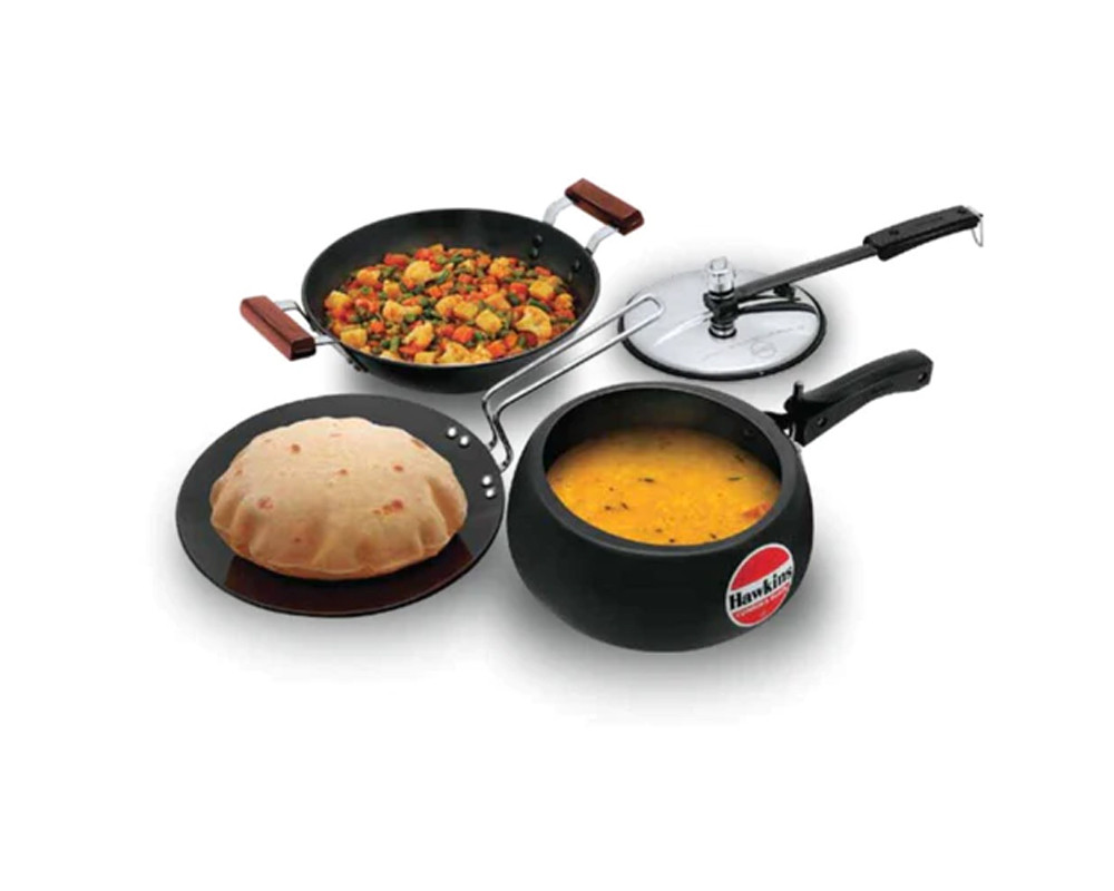 Hawkins Hard Anodised Triniti Kitchen Set - PCWSET1 | Black |- Set of 3 Pcs