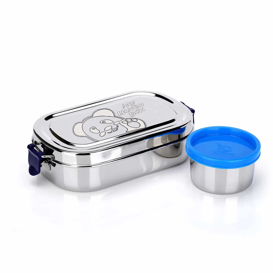 Pdd Falcon Steel Recta Panda Lunch Box 2 in 1 Blue -825ml