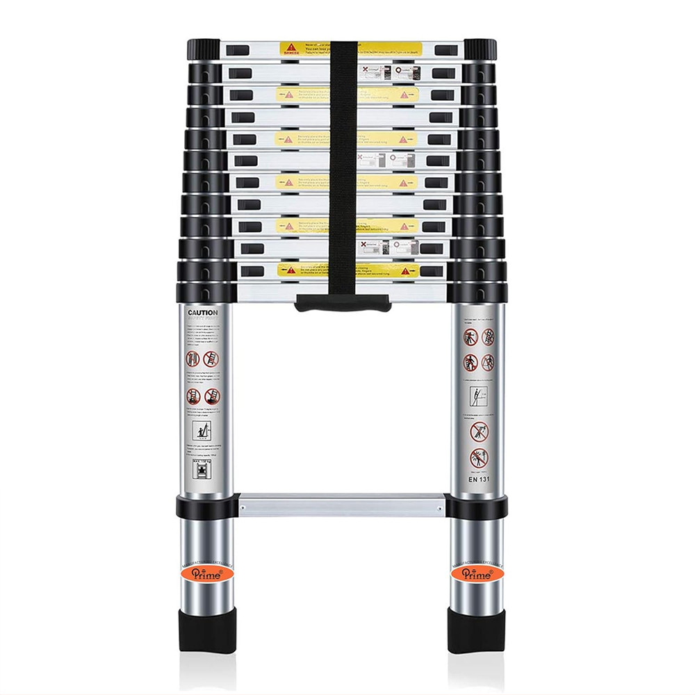 QUALIS Portable & Compact Aluminium Telescopic Ladder for Home and Outdoor Use| Foldable Extension Multipurpose Step Ladder with Safety Lock