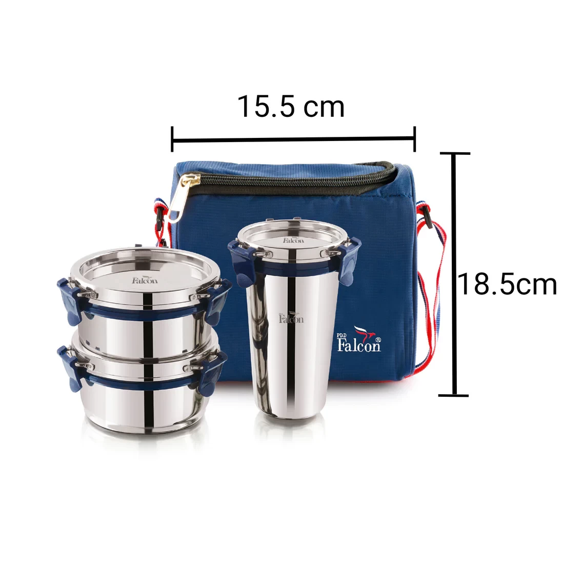 Pdd Falcon Steel Lunch Box Trio Blue - 970ml