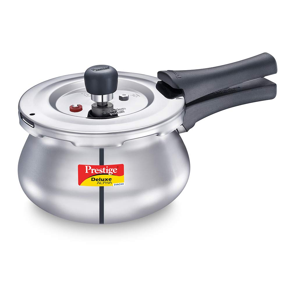 Prestige Svachh, 20265, 1.5 Litre Alpha Baby Handi, With Deep Lid For Spillage Control, Stainless Steel, Silver, Outer Lid, 1.5 Litre
