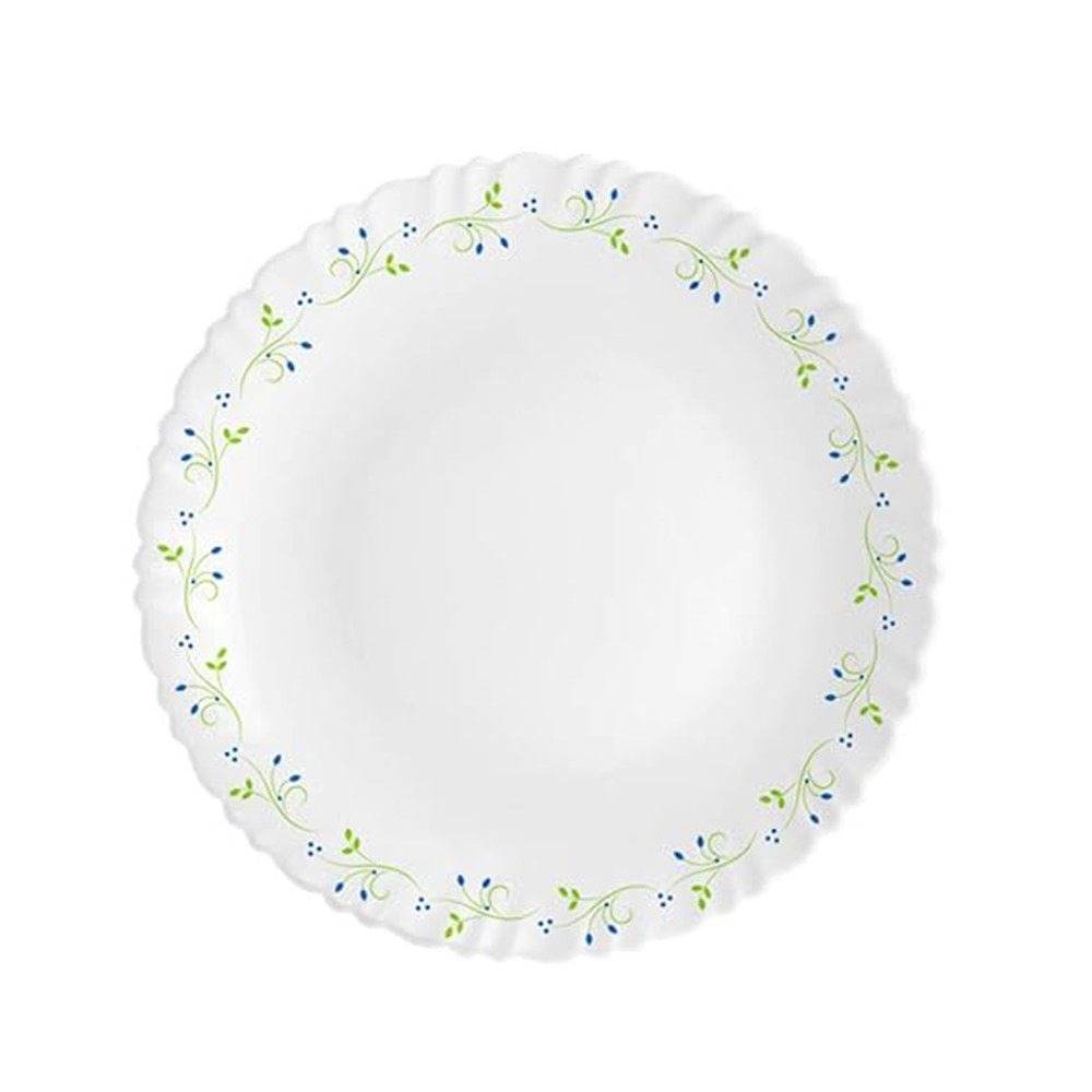 Cello Opalware Dazzle Series Tropical Lagoon Dinner Set, 27Pcs - Opal Glass Dinner Set for 6 - Light-Weight, Daily Use Crockery Set for Dining - White Plate and Bowl Set