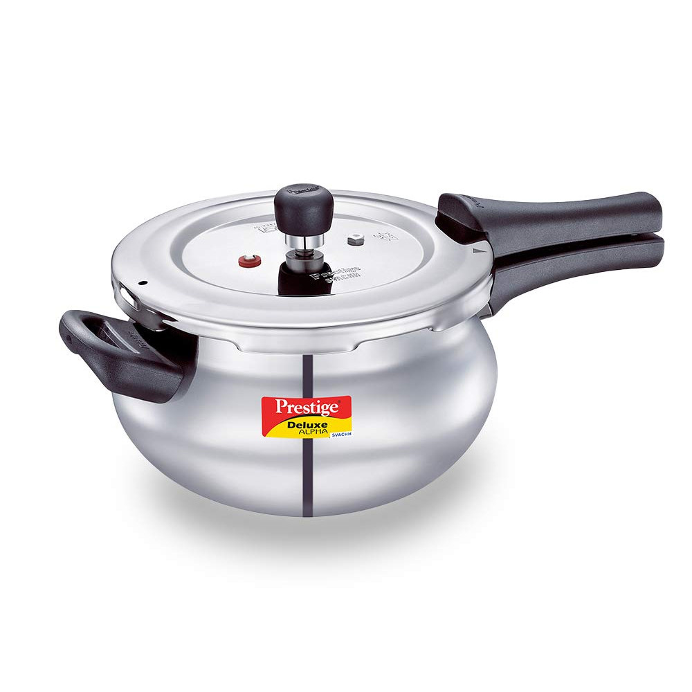 Prestige Svachh Handi Pressure Cooker With Deep Lid For Spillage Control, Stainless Steel, Silver, Outer Lid