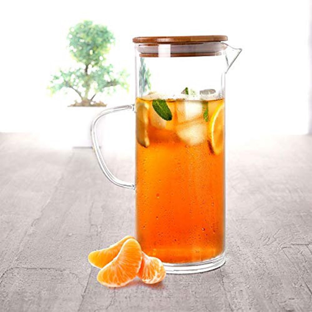 Cello Woody Borosilicate Glass Jug, 1000ml, Clearv