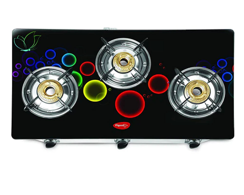 Pigeon Smart Plus Glass 3 Burner Gas Cooktop (Apollo)