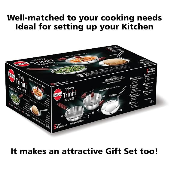 Hawkins 3-pc Tri-Ply Stainless Steel Cookware Set (SSET2) | Induction Compatible