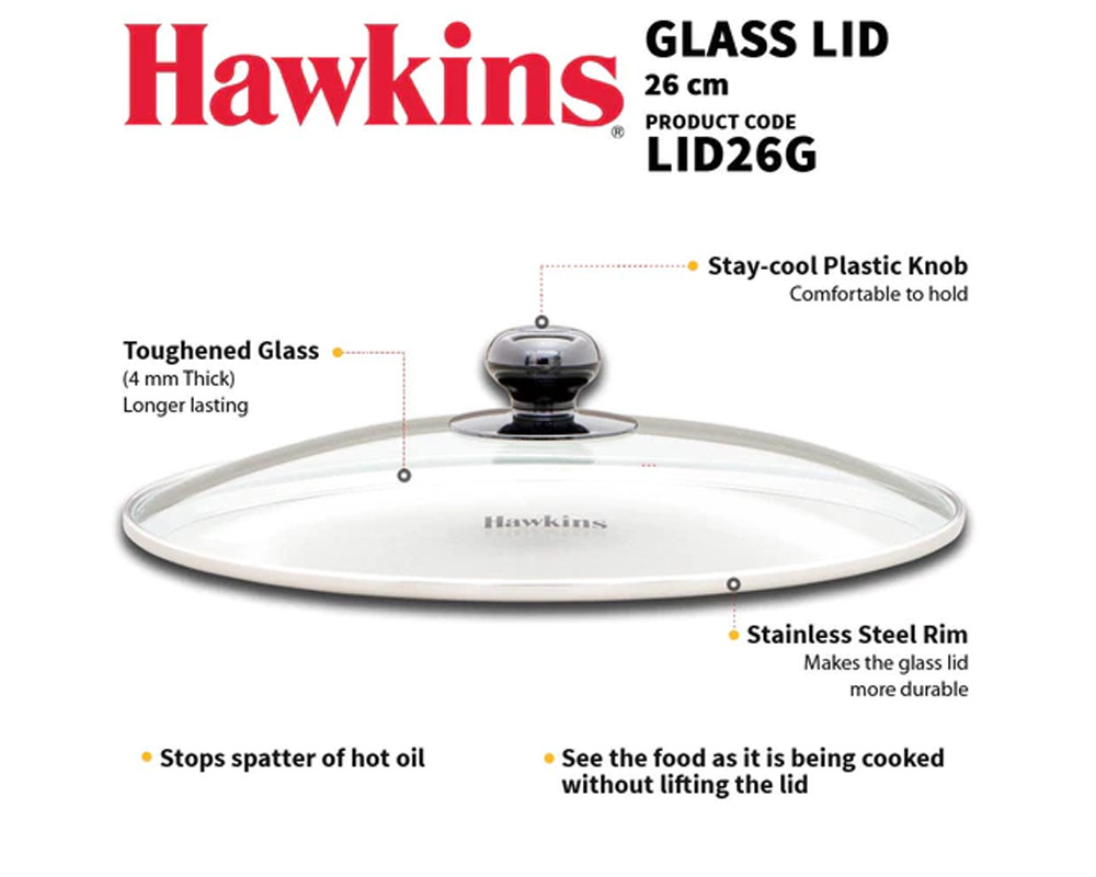 Hawkins 26 CM Glass Lid | 1 Piece