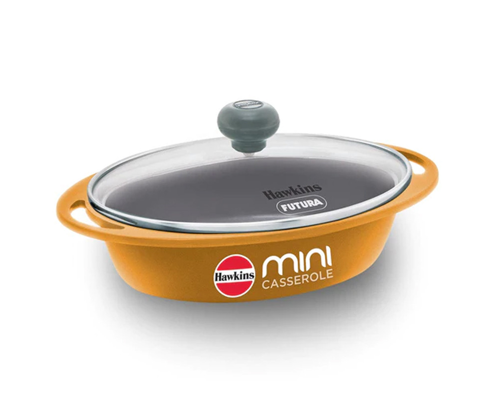 Hawkins Die Cast 750 ML Mini Oval Casserole with Glass Lid | -1 Pc