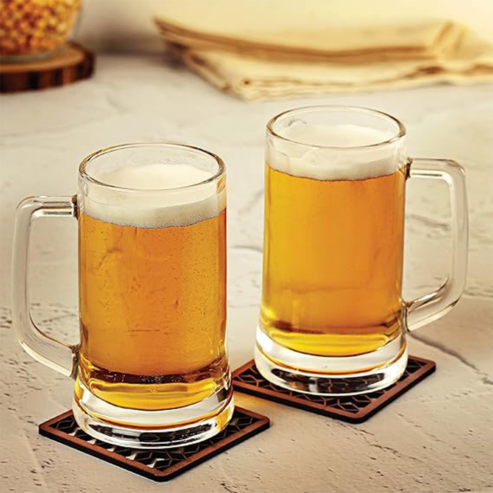 CELLO Stern Glass Mug Set of 2, 350 ml, Mugs Straight - Stern Mug Set for Juice, Beverages