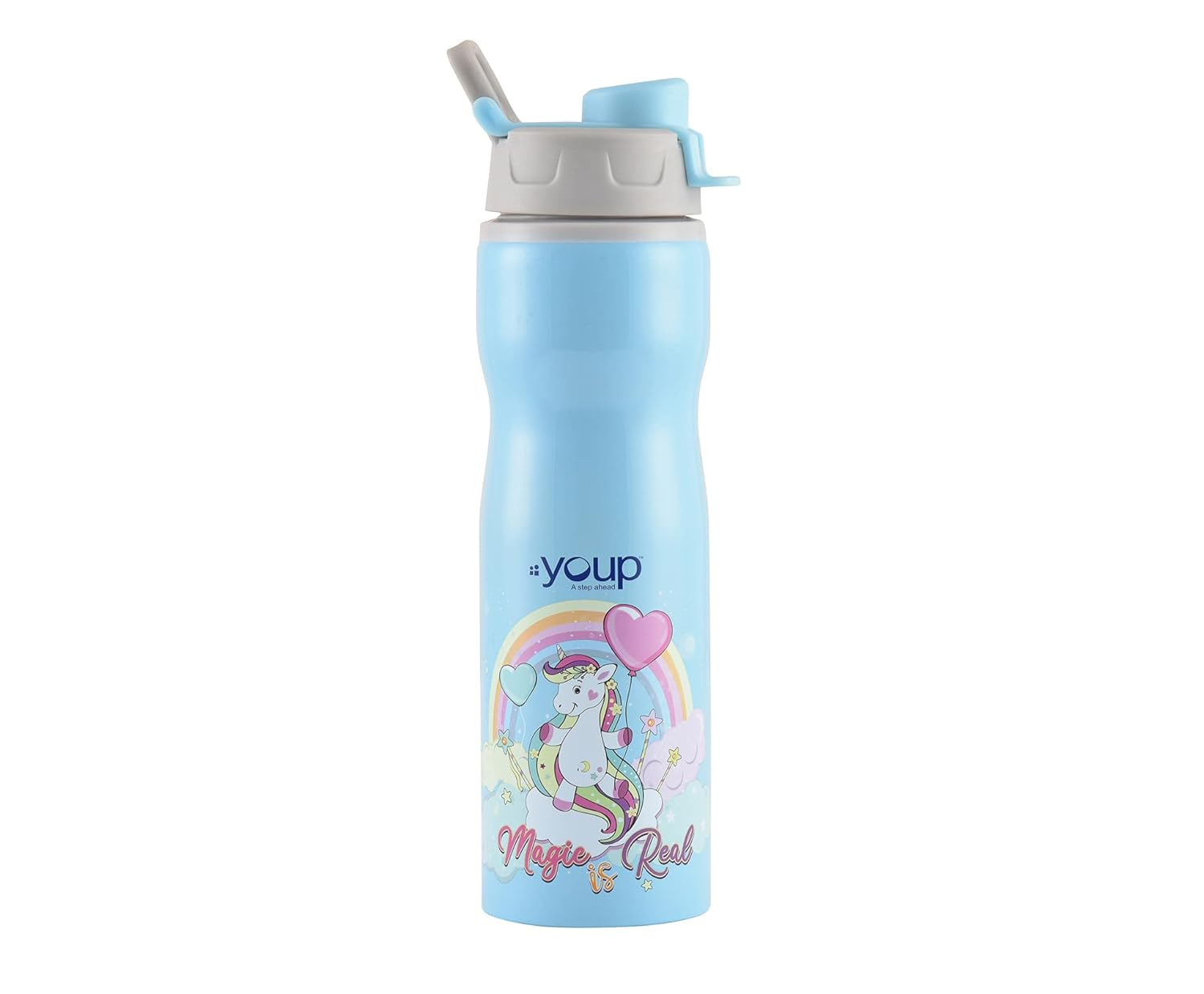 YOUP Stainless Steel Blue Color Unicorn Kids Water Bottle Bingo - 750 ml (Blue)