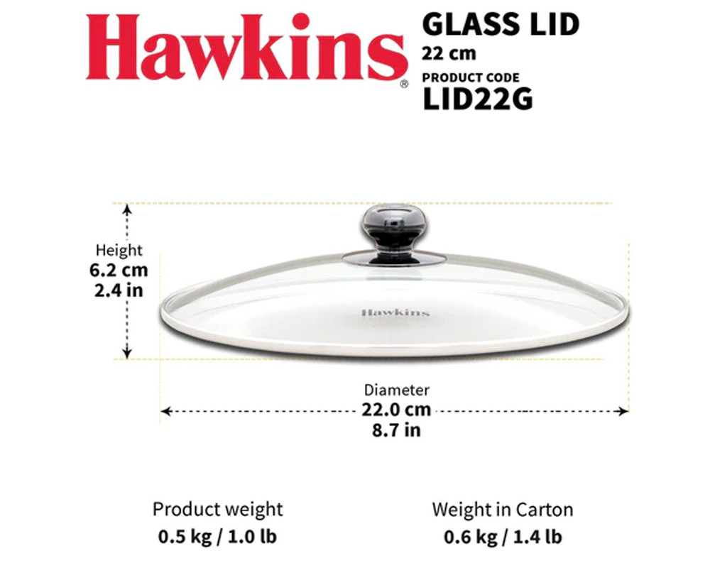 Hawkins 22 CM Glass Lid |- 1 Piece